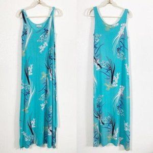 Sleeveless blue floral maxi dress